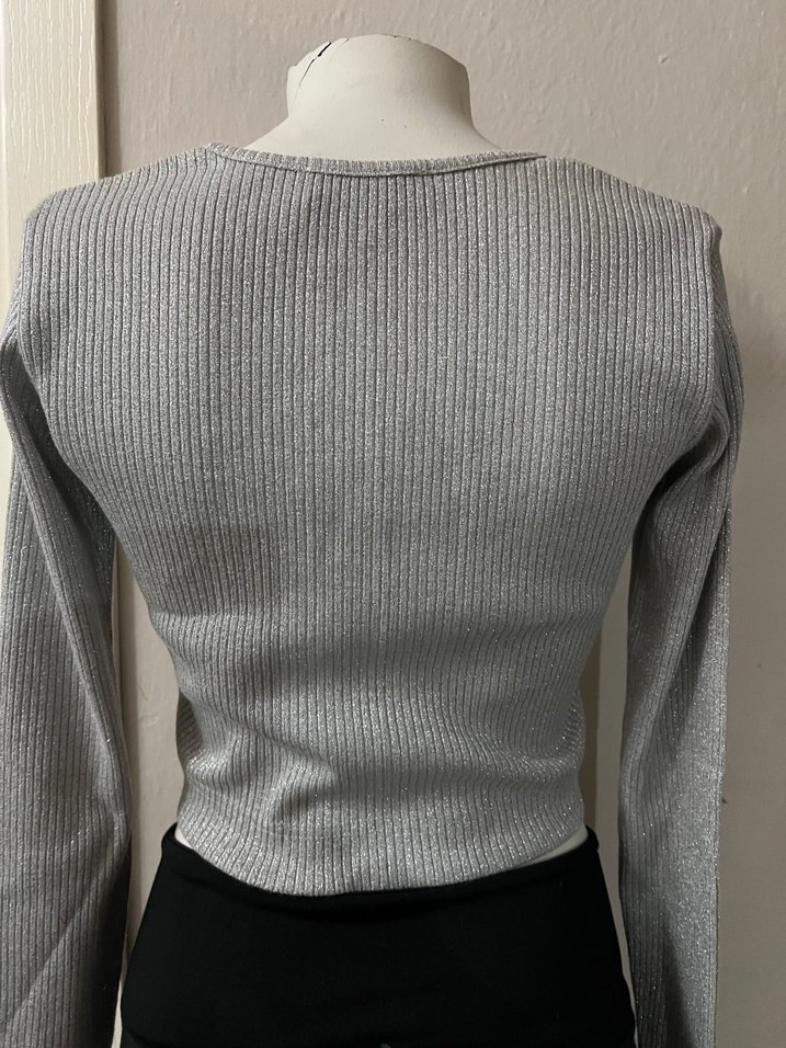 Gri Kadın Triko Uzun Kollu Basic Kazak - Görsel 5