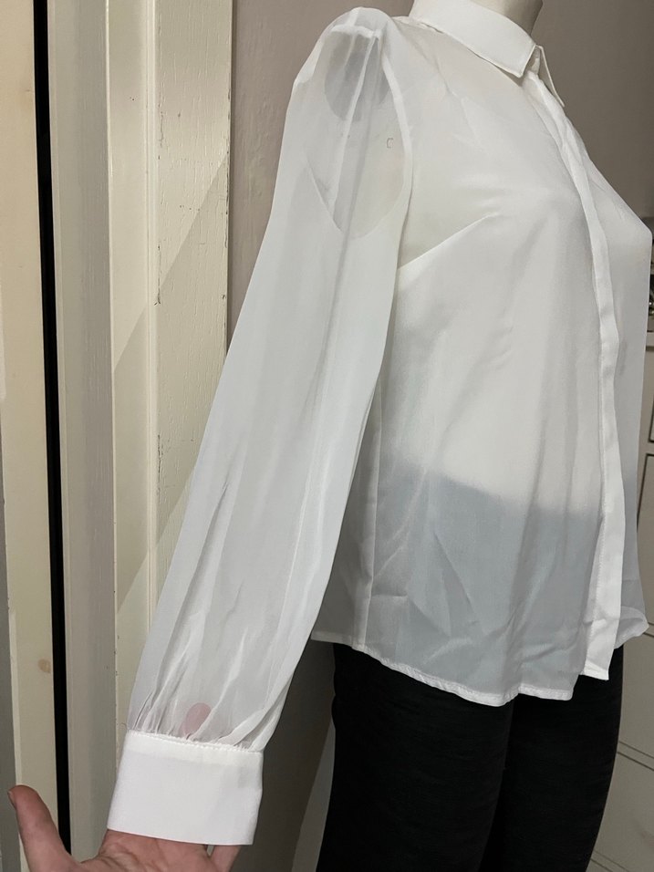 Kadın Beyaz Uzun Kollu Gömlek - Görsel 3