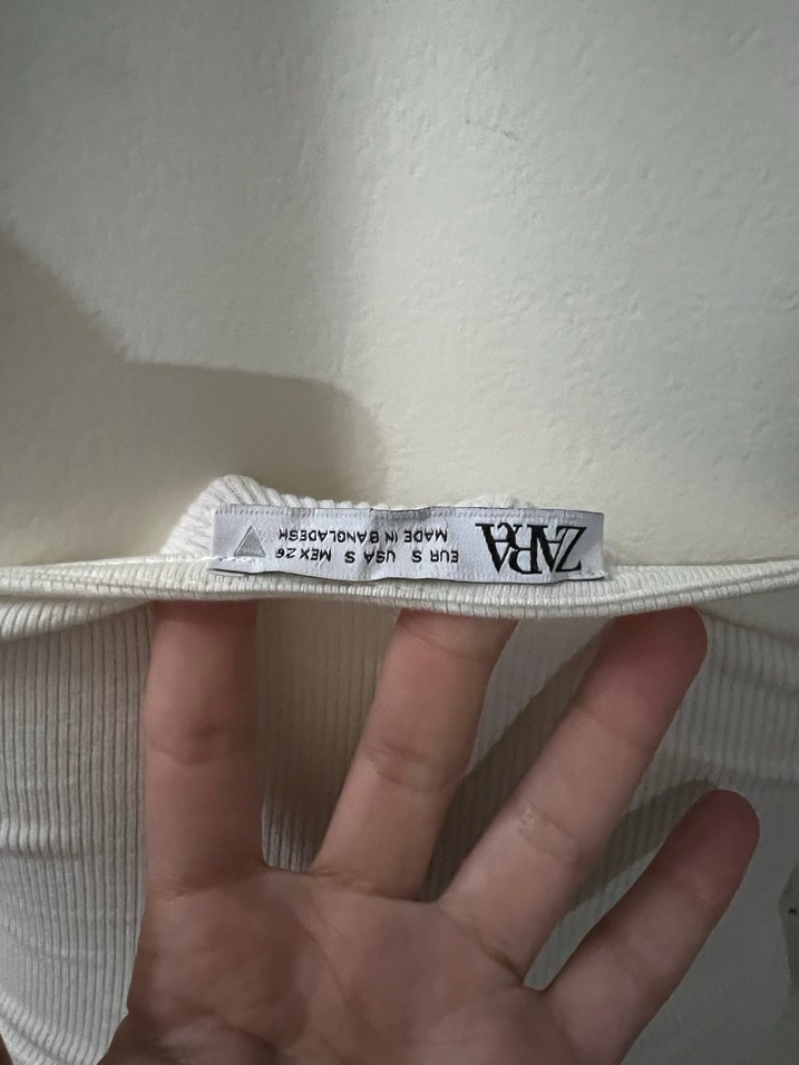 Beyaz Straplez Kadın Crop Top - Görsel 4
