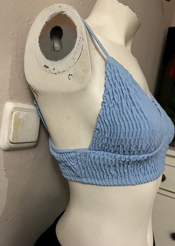 Mavi Pilili İnce Askılı Mini Büstiyer - Görsel 3