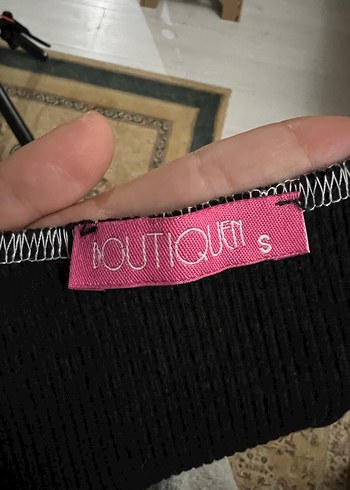 Siyah Gri Dikişli Örgü Crop Top - Görsel 7