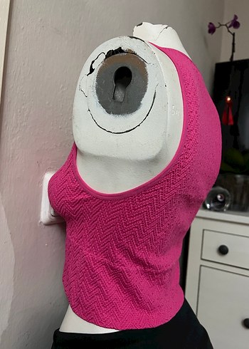 Pembe V Yakalı Örgü Bluz - Görsel 6
