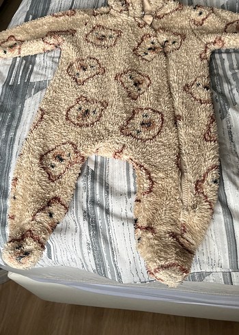 Kürklü Nakışlı Bebek Tulumu - Kahverengi - Görsel 3