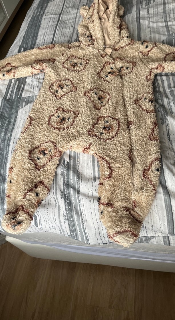 Kürklü Nakışlı Bebek Tulumu - Kahverengi - Görsel 3