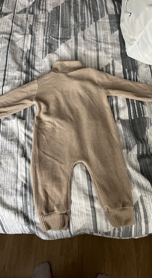 Uzun Kollu Yüksek Yakalı Örgü Erkek Bebek Tulumu - Görsel 2