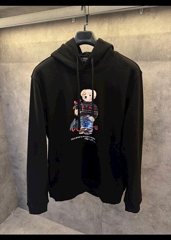 s Beden S beden Kapüşonlu RALPH LAUREN POLO BEAR Siyah Erkek Sweatshirt