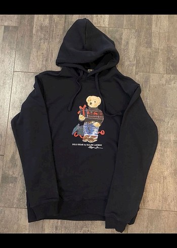 S beden Kapüşonlu RALPH LAUREN POLO BEAR Siyah Erkek Sweatshirt