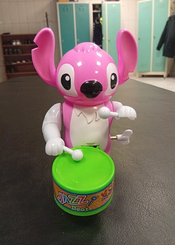 Pembe Stitch Figürlü Oyuncak sesli telefon ve davulcu bir arada - Görsel 4