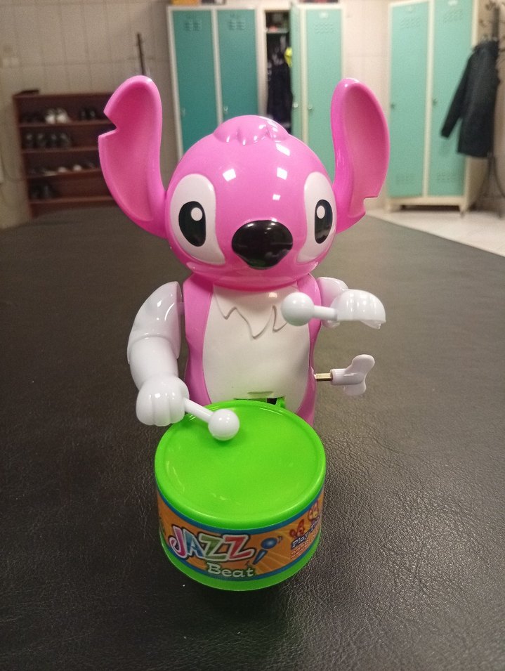 Pembe Stitch Figürlü Oyuncak sesli telefon ve davulcu bir arada - Görsel 4