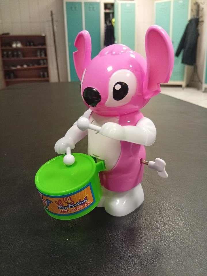 Pembe Stitch Figürlü Oyuncak sesli telefon ve davulcu bir arada - Görsel 5