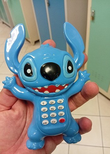 Mavi Stitch Figürlü Oyuncak sesli telefon ve davulcu bir arada - Görsel 3