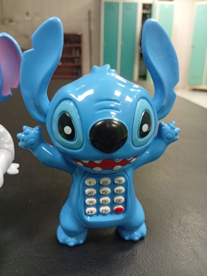 Mavi Stitch Figürlü Oyuncak sesli telefon ve davulcu bir arada - Görsel 2