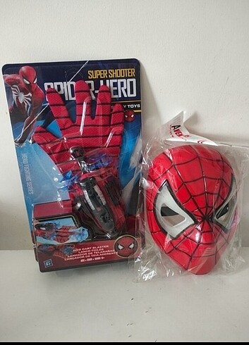 Spiderman Vantuz Fırlatan Eldiven Seti ve Maske BİRARADA