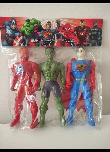 17 cm Işıklı Superman, Hulk ve Ironman karakteri birarada 