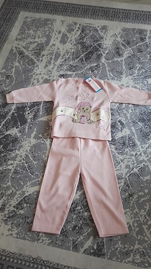 12-18 Ay Beden pembe Renk Kiz çocuk pijama takım 