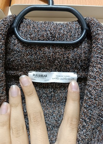 Kahverengi Boğazlı Pull Bear Crop Kazak - Görsel 3