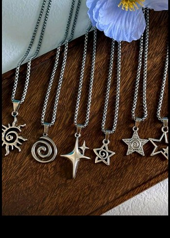 Uzun Zincir Detaylı Bohem Çelik Kolye - Görsel 2