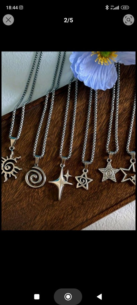 Uzun Zincir Detaylı Bohem Çelik Kolye - Görsel 2