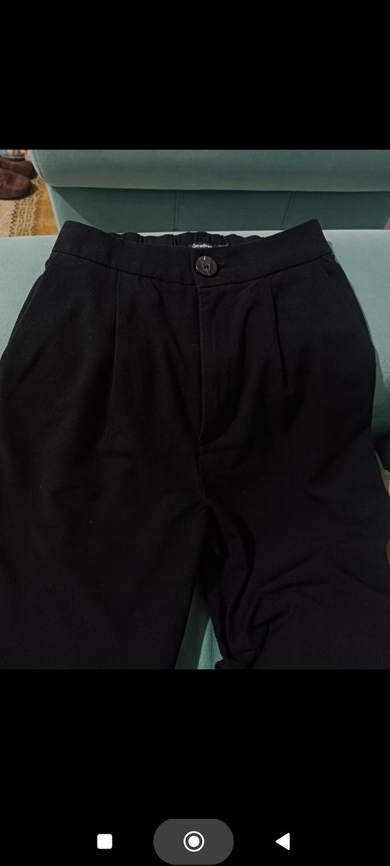 Stradivarius Siyah Geniş Paça Kumaş Pantolon - Görsel 2