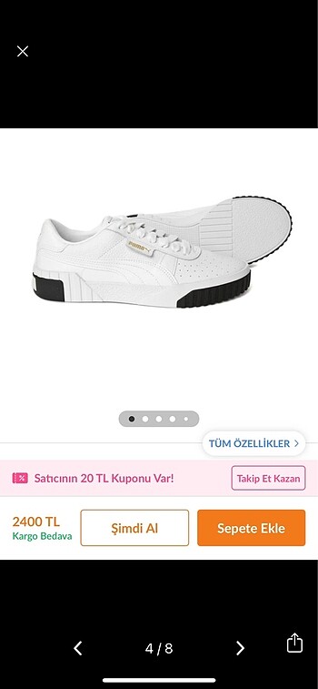 41 Beden beyaz Renk puma ayakkabı