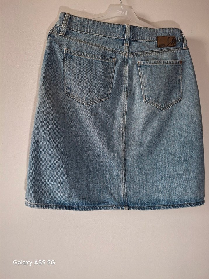 Mavi Denim Midi Etek Rahat Kesim, kusursuz, boyu: 53 cm, - Görsel 2
