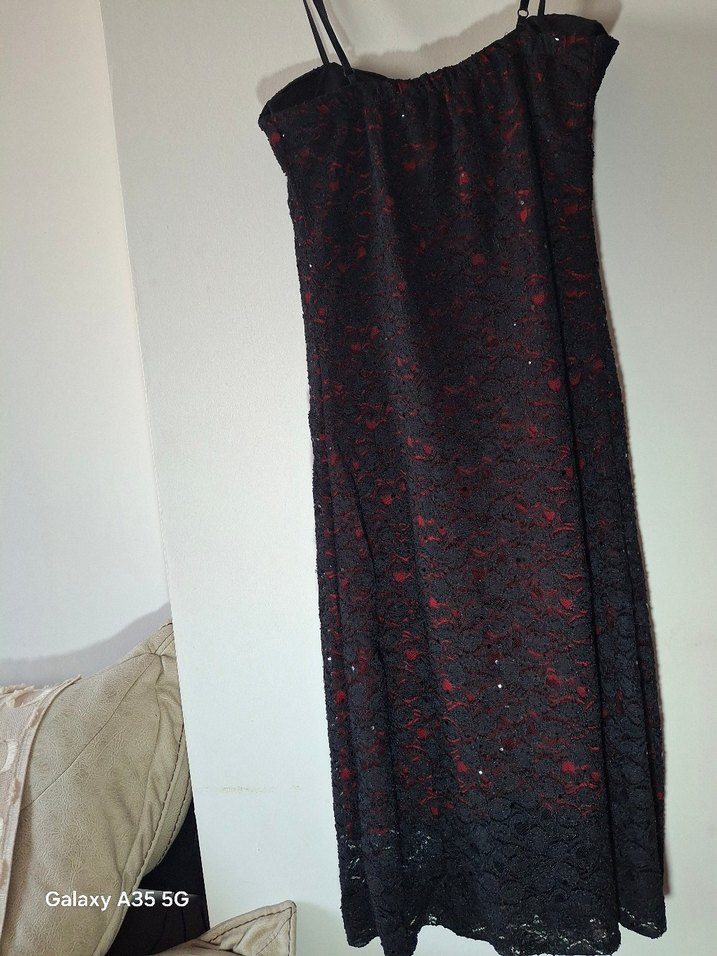 Bordo Dantel İşlemeli Straplez Uzun Elbise - Görsel 4