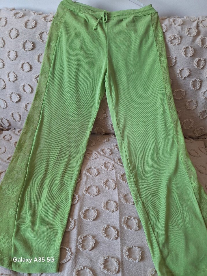 Yeşil Dantel Detaylı Kadın pareo pantolon - Görsel 3