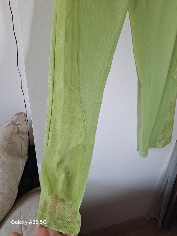 Yeşil Dantel Detaylı Kadın pareo pantolon - Görsel 2