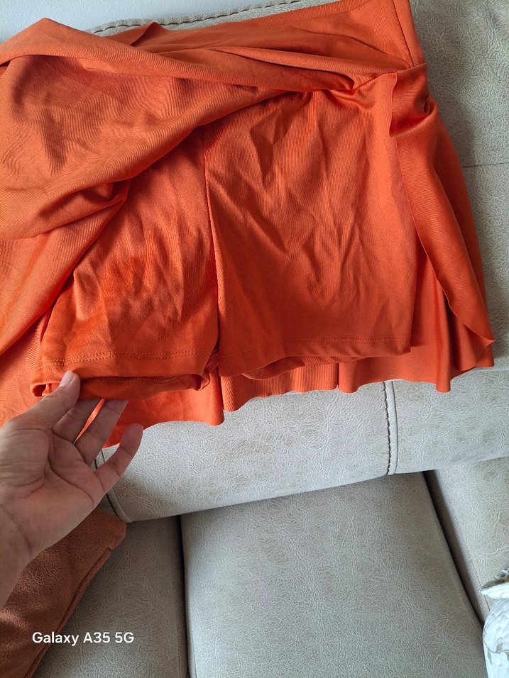 Turuncu Kadın Mini sort Etek deniz havuz - Görsel 2