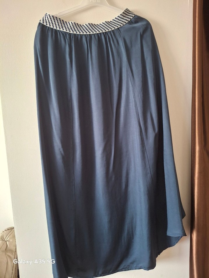 Mavi Drapeli Uzun Kadın Etek - Görsel 2