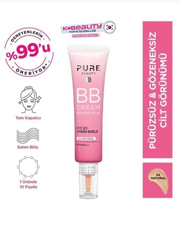 Pure Beauty BB Cream 02 Natural Beige - Görsel 2