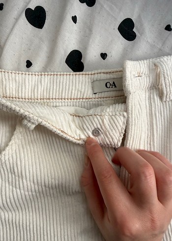 Düğmeli Beyaz Midi Keten Etek - Görsel 4