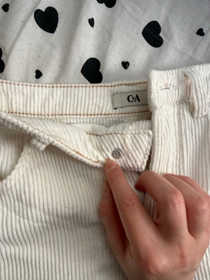 Düğmeli Beyaz Midi Keten Etek - Görsel 4