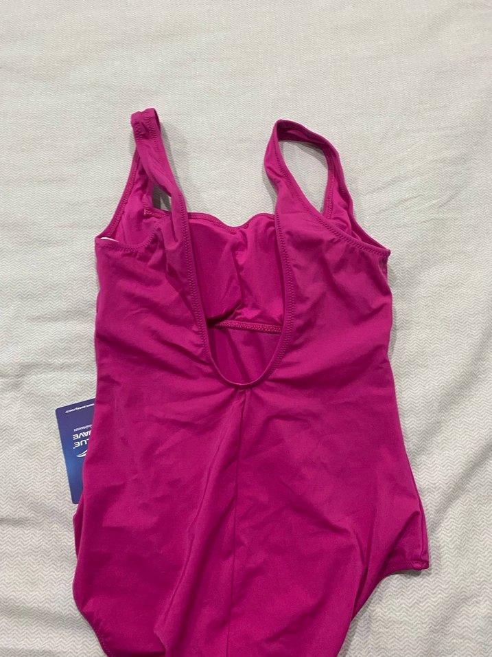 Koyu Pembe Sade Kolsuz Kadın Mayo - Görsel 2