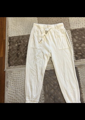 Beyaz Rahat Kesim Kadın Eşofman Altı - Görsel 2