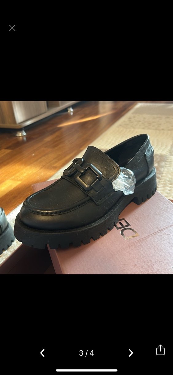 Tokalı Siyah Deri Kadın Loafer - Görsel 2