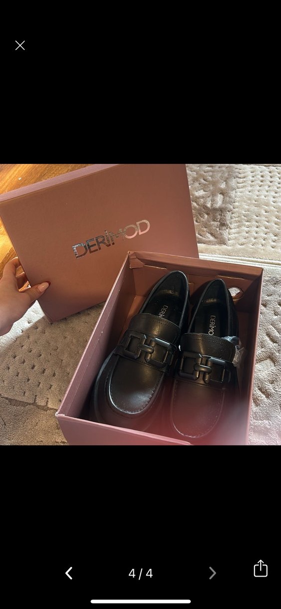 Tokalı Siyah Deri Kadın Loafer - Görsel 3