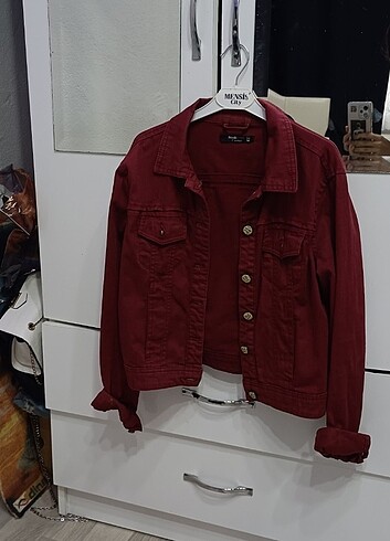 m Beden bordo Renk Bordo Crop Ceket 