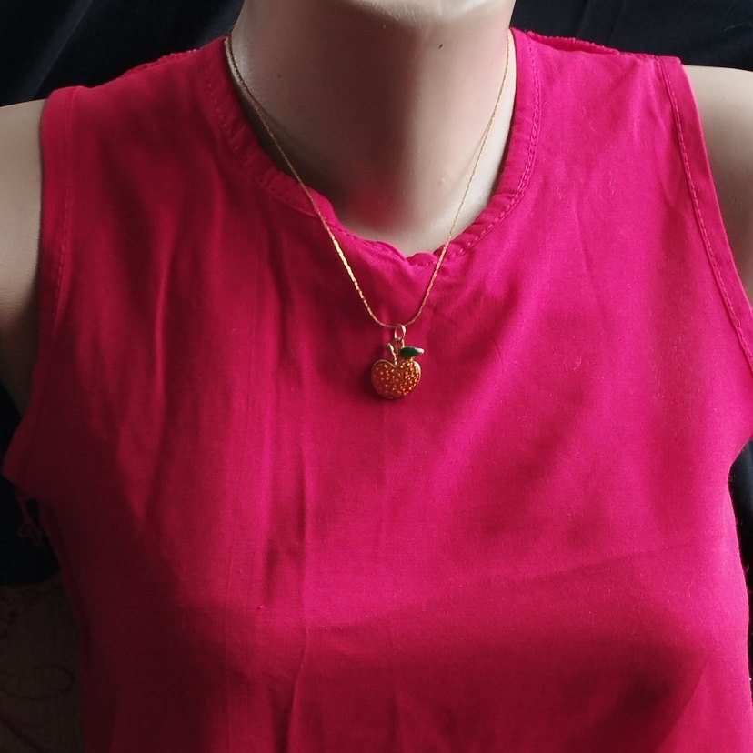 Zincir Detaylı Kırmızı Uğur Böceği Kolye - Görsel 4