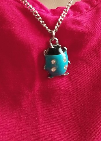 Turkuaz  ugur böcegi çocuk Zincir Kolye - Görsel 3