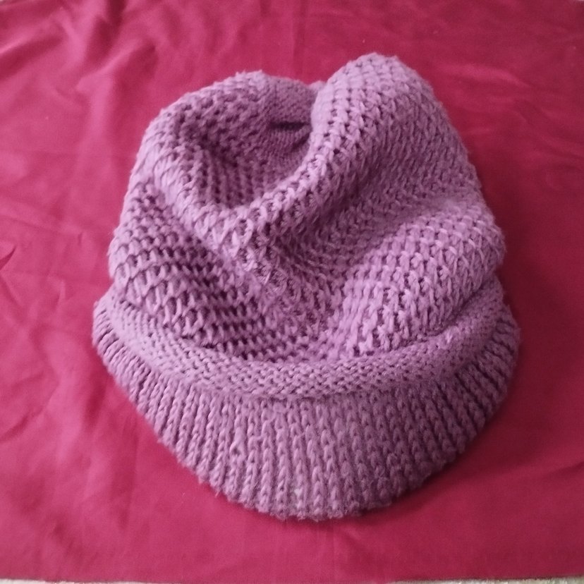 Pembe Örgü Kadın Bere siperlikli - Görsel 3