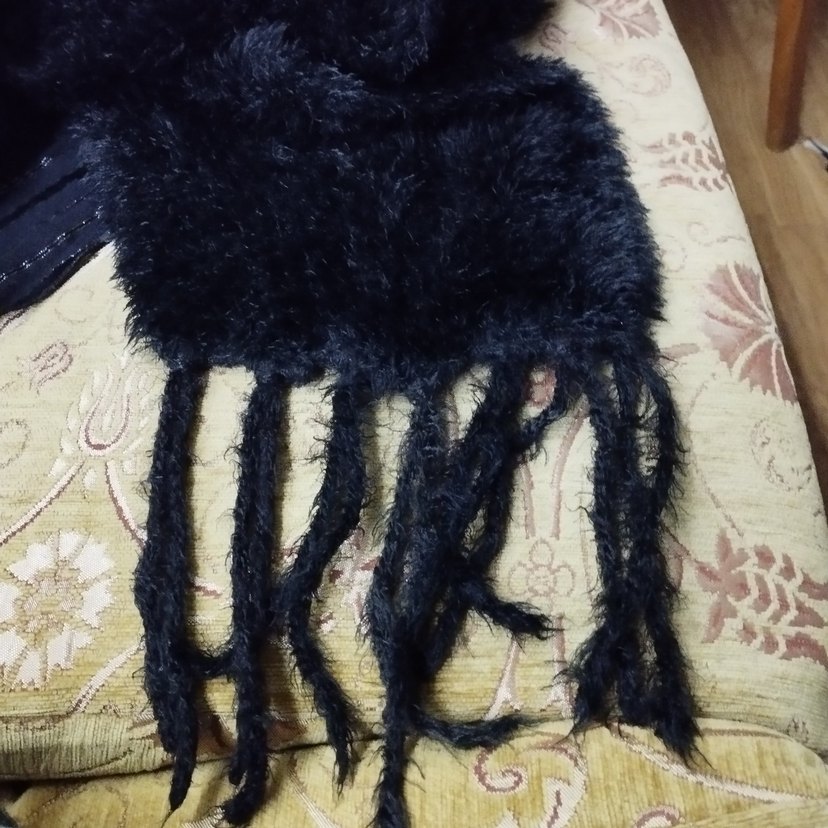 Siyah Uzun Kadın kirpi yün atkı - Görsel 3