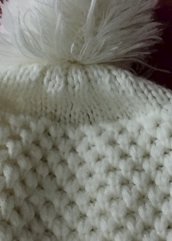 Beyaz Örgü genç kız Bere Ponponlu - Görsel 3