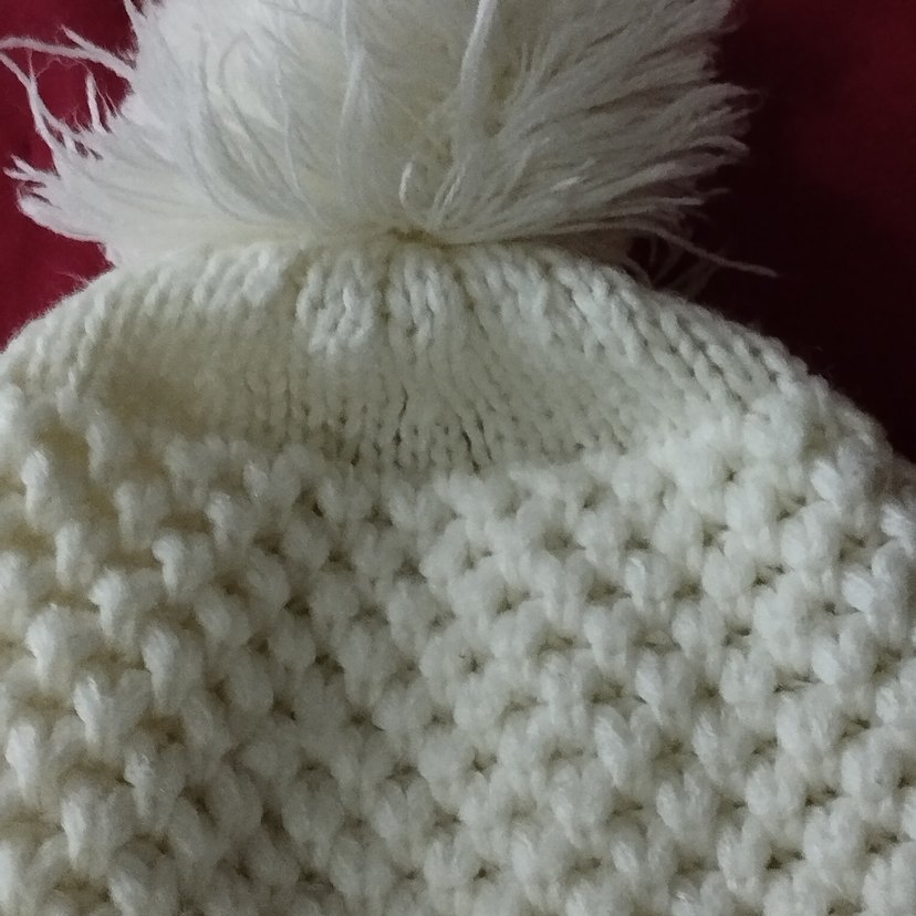 Beyaz Örgü genç kız Bere Ponponlu - Görsel 3