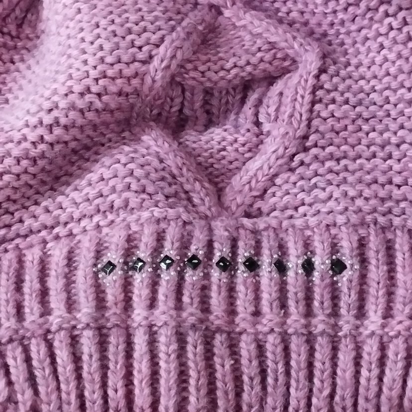 Kadın lila Örgü Triko Bere - Görsel 3