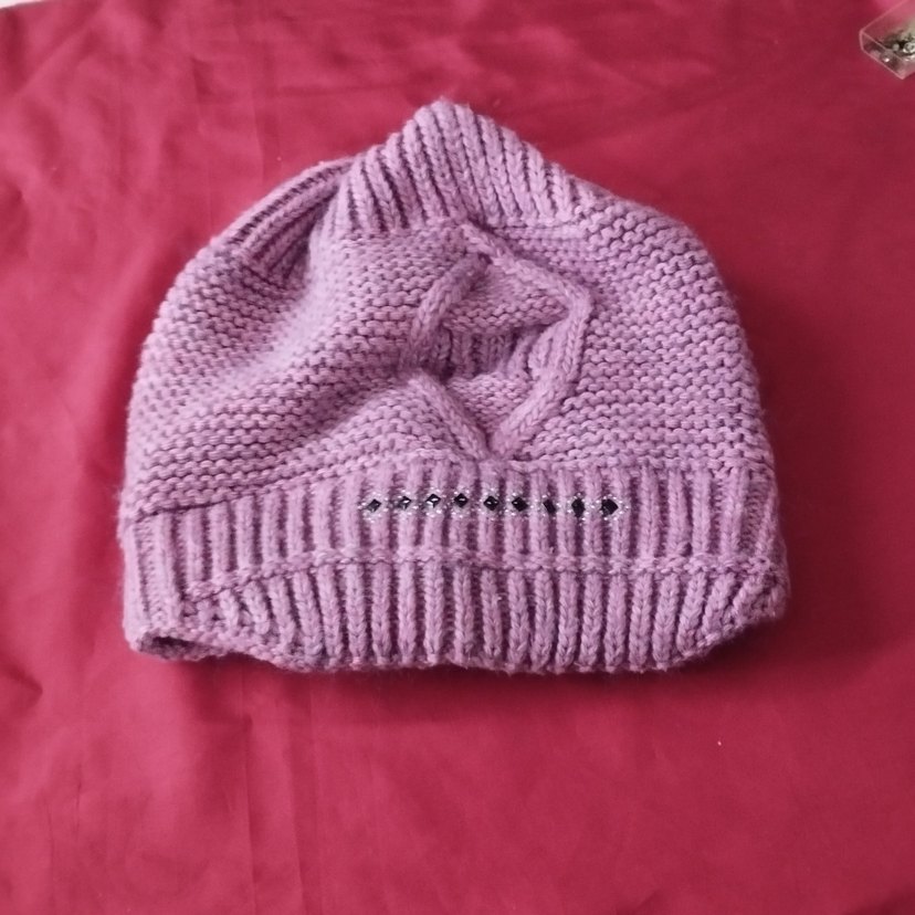 Kadın lila Örgü Triko Bere - Görsel 2