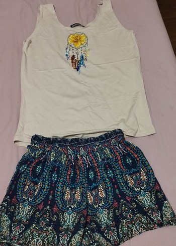 Bohem Tarz Şortlu pijama