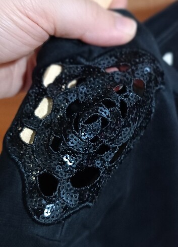 l Beden siyah Renk Payetli sweatshirt