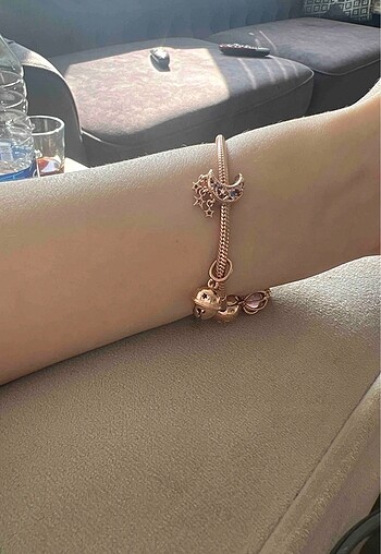 Pandora Pandora Rose Gold Kalp Klipsli 19 cm Bileklik