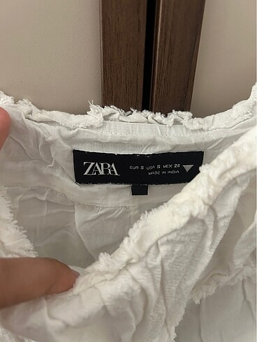 s Beden beyaz Renk Zara Beyaz Katlı Keten Elbise